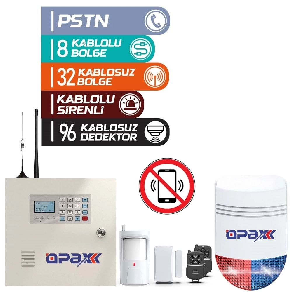 OPAX-2545+BGR-09+AKÜ%20PSTN%20PANEL%20&%20BGR-09%20KABLOSUZ%20SİRENLİ%20AKÜ%20DAHİL%20FULL%20ALARM%20SETİ