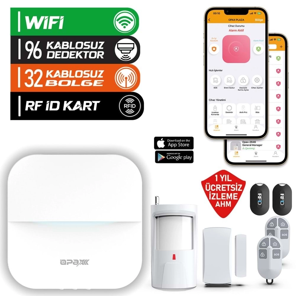 OPAX-W20-W%20Beyaz%20WiFi%20Kablosuz%20Alarm%20Sistemi