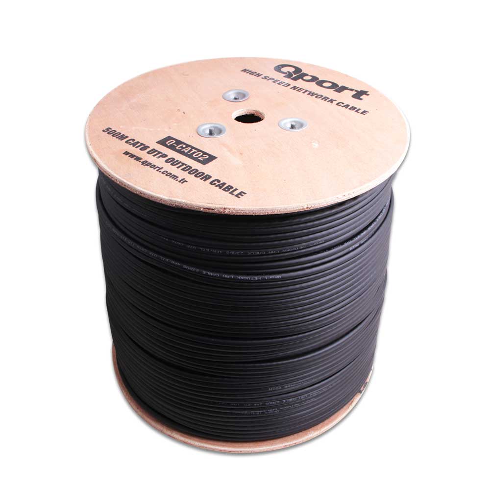 Qport%20Q-cat02%20500mt%20Utp%20Cat6%20Outdoor%20Network%20Kablo%20Sıyah%2023awg%200.58mm