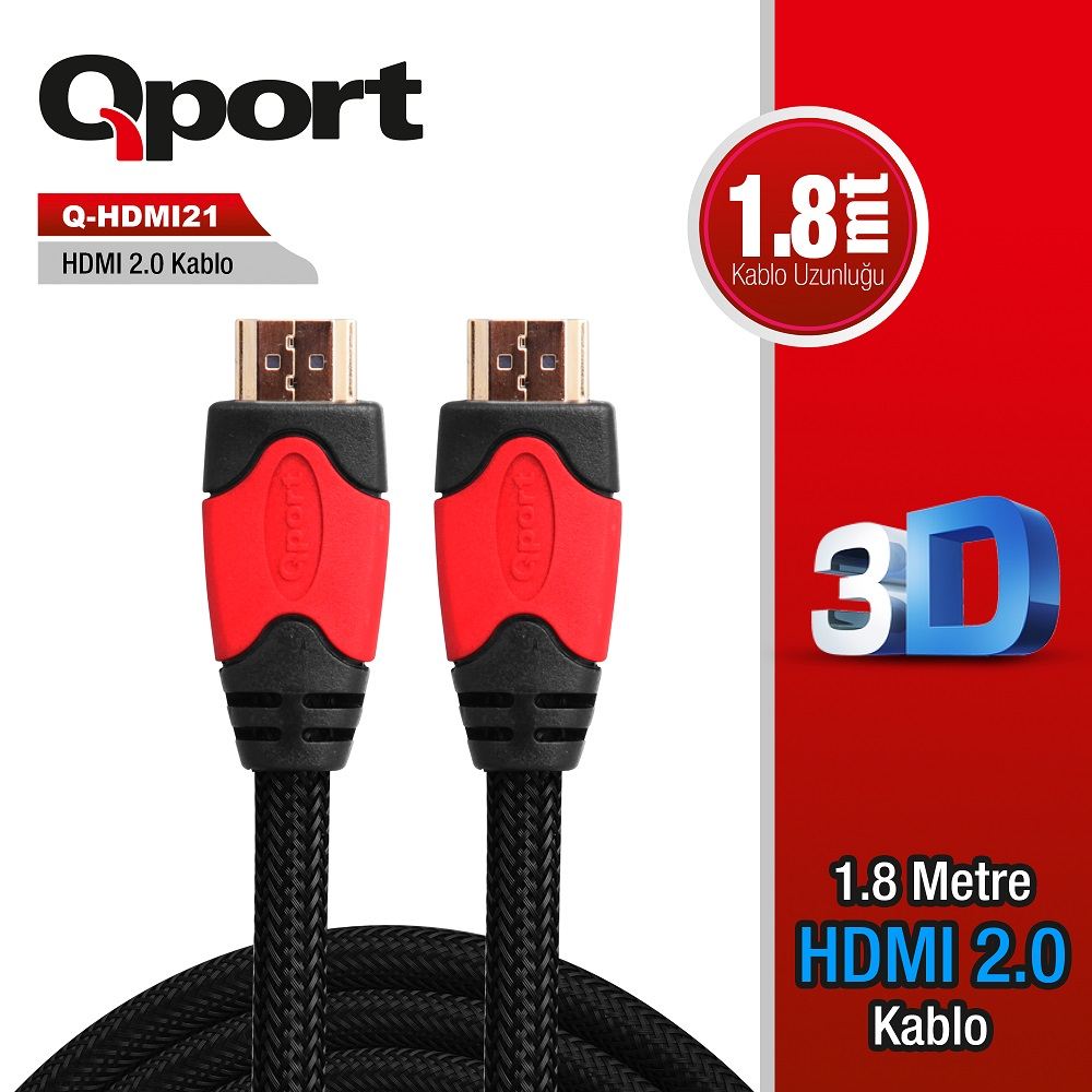 Qport%20Q-hdmı21%20Hdmı%20Kablo%201.8mt%20Ver2.0%20Altın%20Uçlu%203d%204k