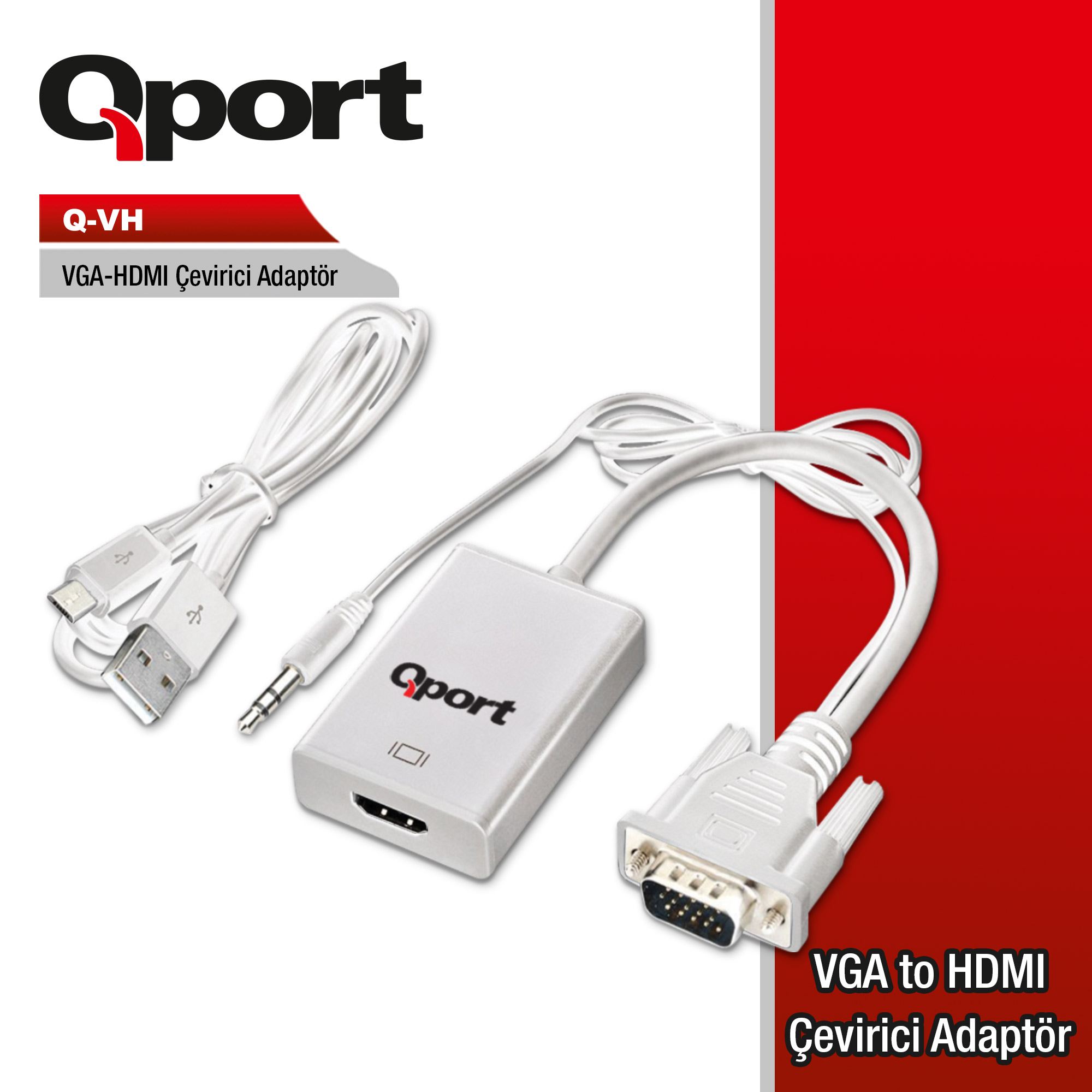 Qport%20Q-vh%20Vga%20To%20Hdmı+ses%20Çevirici%20Adaptör