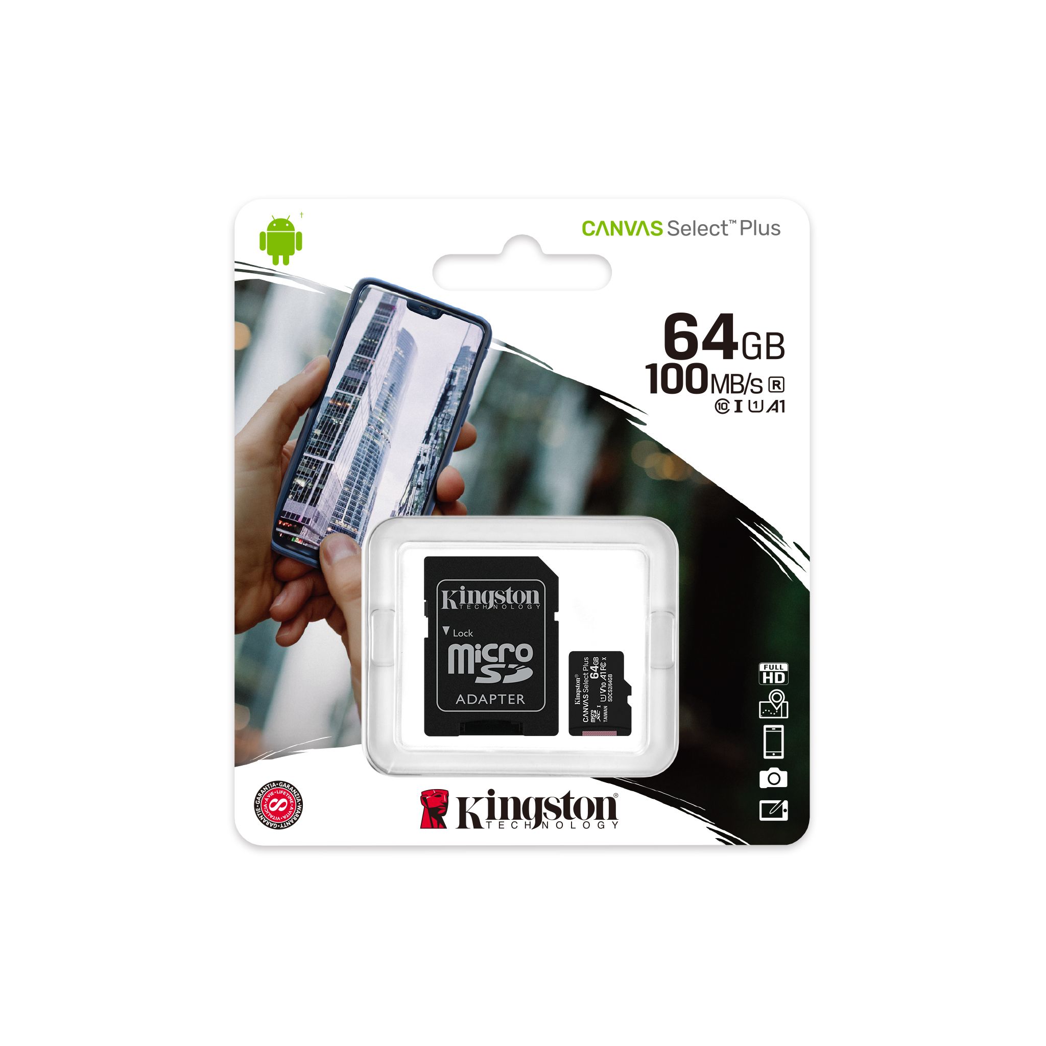 Kıngston%20Canvas%20Select%20Plus%2064gb%20Mıcro%20Sdhc%20Class10%20Uhs-ı%2080mb/s%20Hafıza%20Kartı%20Sdcs2-64gb