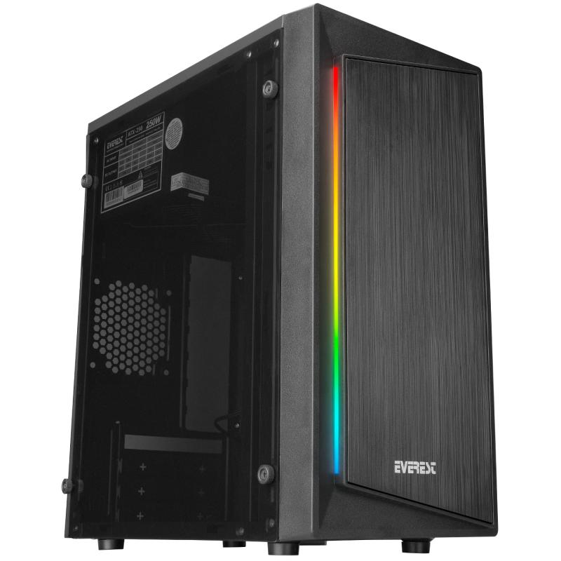 EVEREST%20BLAZON%20250W%20ATX%20PENCERELİ%20RGB%20LED%20ŞERİTLİ%202xUSB2.0%20SİYAH%20GAMING%20KASA