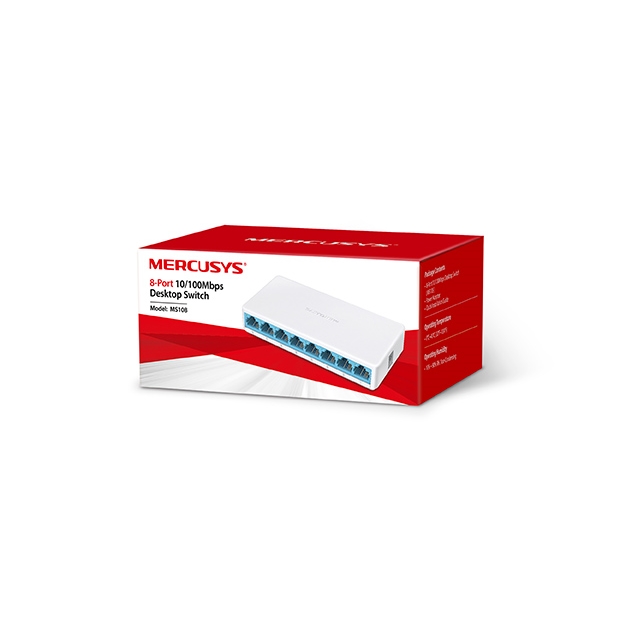 Tp-lınk%20Mercusys%20Ms108%208%20Port%2010/100%20Yonetılemez%20Desktop%20Swıtch%20Plastik%20Kasa