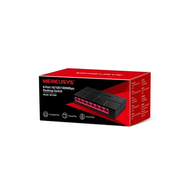 Tp-lınk%20Mercusys%20Ms108g%208%20Port%2010/100/1000%20Yonetılemez%20Desktop%20Swıtch%20Plastik%20Kasa