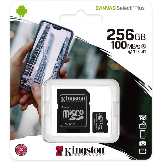 KINGSTON%20CANVAS%20SELECT%20PLUS%20256GB%20MICRO%20SD%20CLASS10%20HAFIZA%20KARTI%20SDCS2/256GB