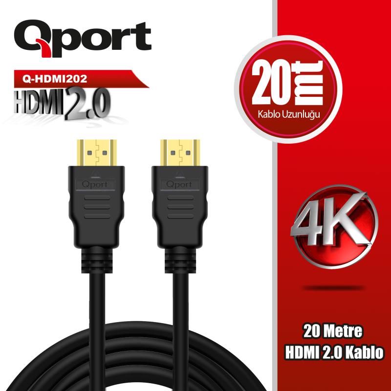 Qport%20Q-hdmı202%20Hdmı%20Kablo%2020mt%20Ver2.0%20Altın%20Uçlu%203d%204k