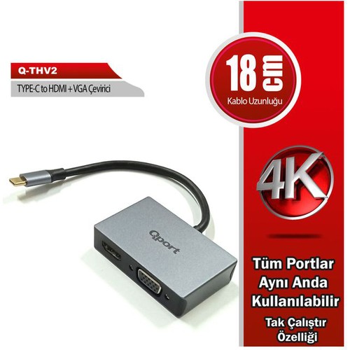 Qport%20Q-thv2%20Type-c%20To%20Hdmı/vga%20Çevirici