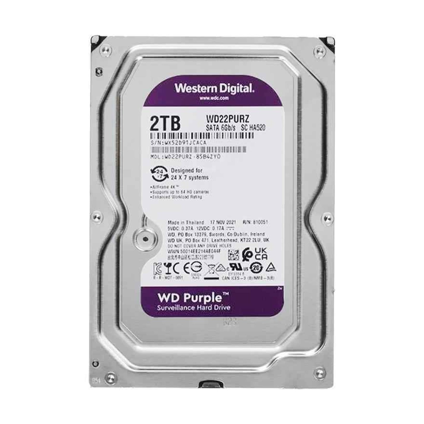 Wd%20Purple%202tb%205400rpm%2064mb%20Sata3%20Wd23purz%207/24%20Hdd%20Resmi%20Disti%20Garantili