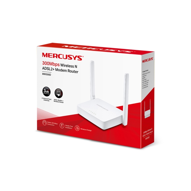 Tp-lınk%20Mercusys%20Mw300d%20300mbps%204%20Port%202%20Anten%205dbı%20Kablosuz%20Adsl2%20Modem%20+router
