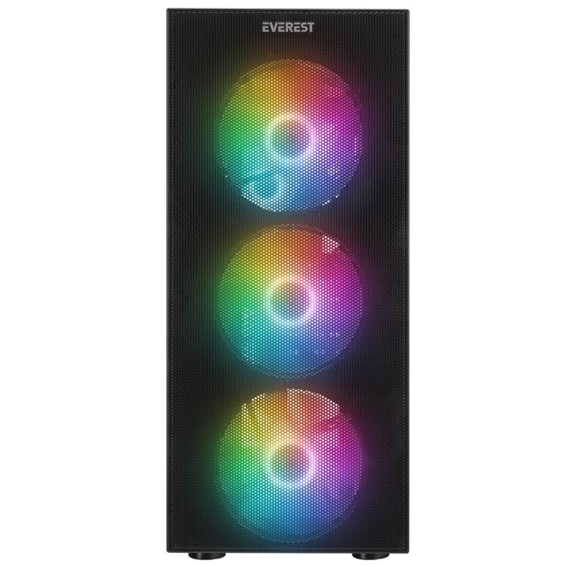 EVEREST%20FACED%20V5%20MESH%20600W%204x12CM%20RGB%20FAN%20ATX%20TEMPERED%20GLASS%202xUSB2.0/1xUSB3.0%20SİYAH%20MID%20TOWER%20GAMİNG%20KASA
