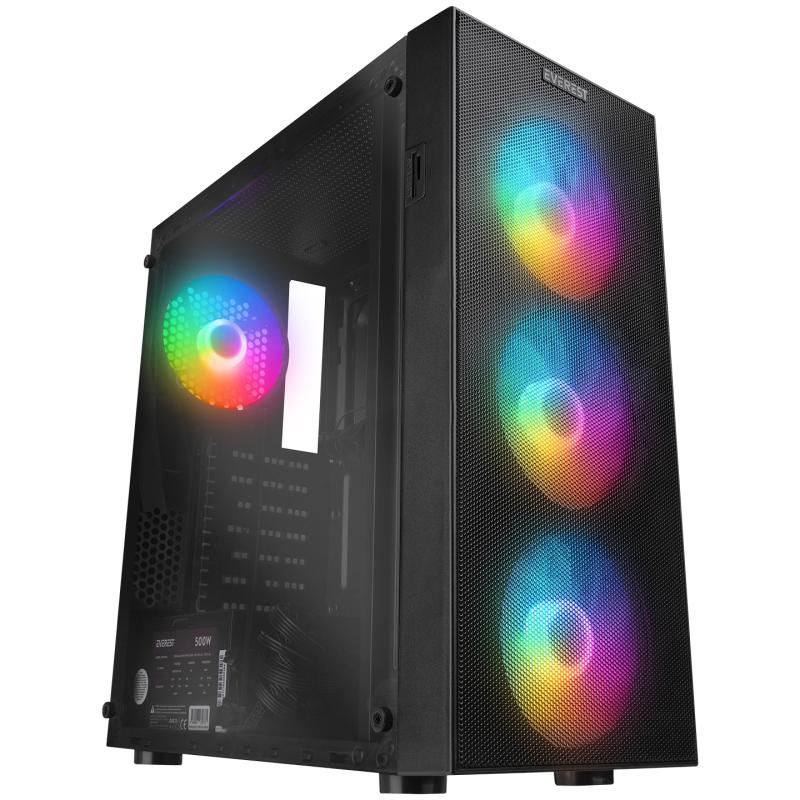 EVEREST%20FACED%20V3%20MESH%20500W%204x12CM%20RGB%20FAN%20ATX%20TEMPERED%20GLASS%202xUSB2.0/1xUSB3.0%20SİYAH%20MID%20TOWER%20GAMİNG%20KASA