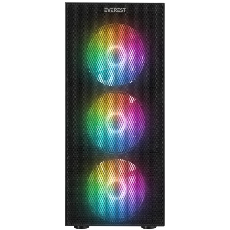 EVEREST%20FACED%20V3%20MESH%20500W%204x12CM%20RGB%20FAN%20ATX%20TEMPERED%20GLASS%202xUSB2.0/1xUSB3.0%20SİYAH%20MID%20TOWER%20GAMİNG%20KASA