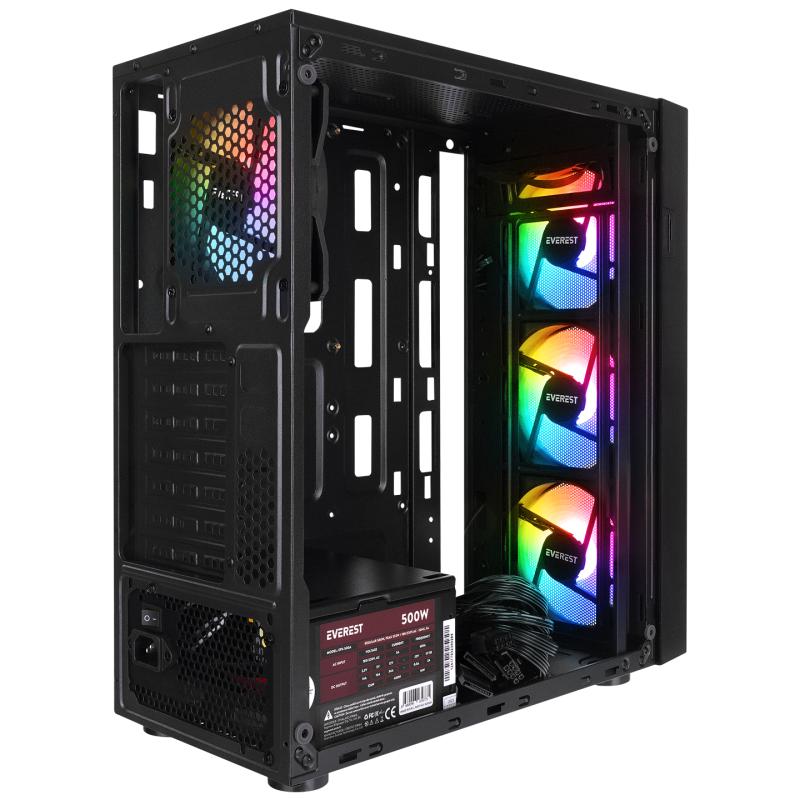 EVEREST%20FACED%20V3%20MESH%20500W%204x12CM%20RGB%20FAN%20ATX%20TEMPERED%20GLASS%202xUSB2.0/1xUSB3.0%20SİYAH%20MID%20TOWER%20GAMİNG%20KASA