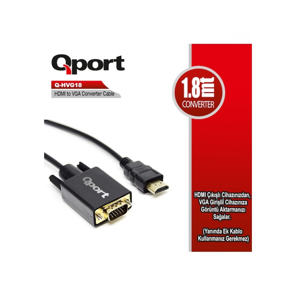 Qport%20Q-hvg18%201.8%20Mt%20Hdmı%20To%20Vga%20Kablo