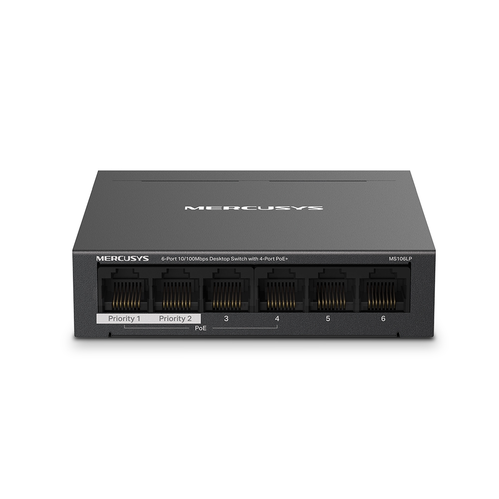 Tp-lınk%20Mercusys%20Ms106lp%206%20Port%2010/100%204%20Port%20Poe+%20Yonetılemez%20Desktop%20Swıtch%20Metal%20Kasa