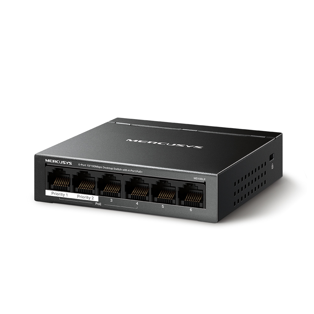 Tp-lınk%20Mercusys%20Ms106lp%206%20Port%2010/100%204%20Port%20Poe+%20Yonetılemez%20Desktop%20Swıtch%20Metal%20Kasa
