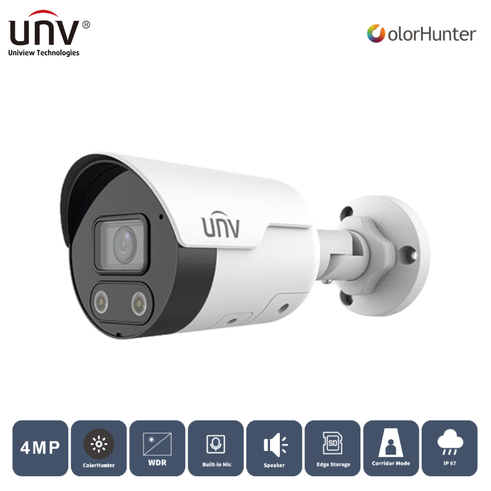 Unıvıew%20Ipc2124le-adf28kmc-wl%204mp%202.8mm%20Colorhunter%20H265+%20Ip67%20Dahili%20Ses/hoparlör%20Ir%20Bullet%20Ip%20Kamera