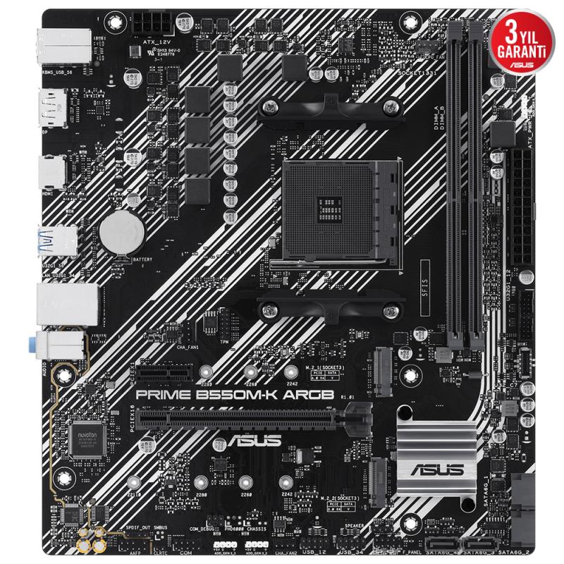 Asus%20Prıme%20B550m-k%20Argb%20B550%202xddr4%20Dp/hdmı%202xm.2%20Am4%20Anakart