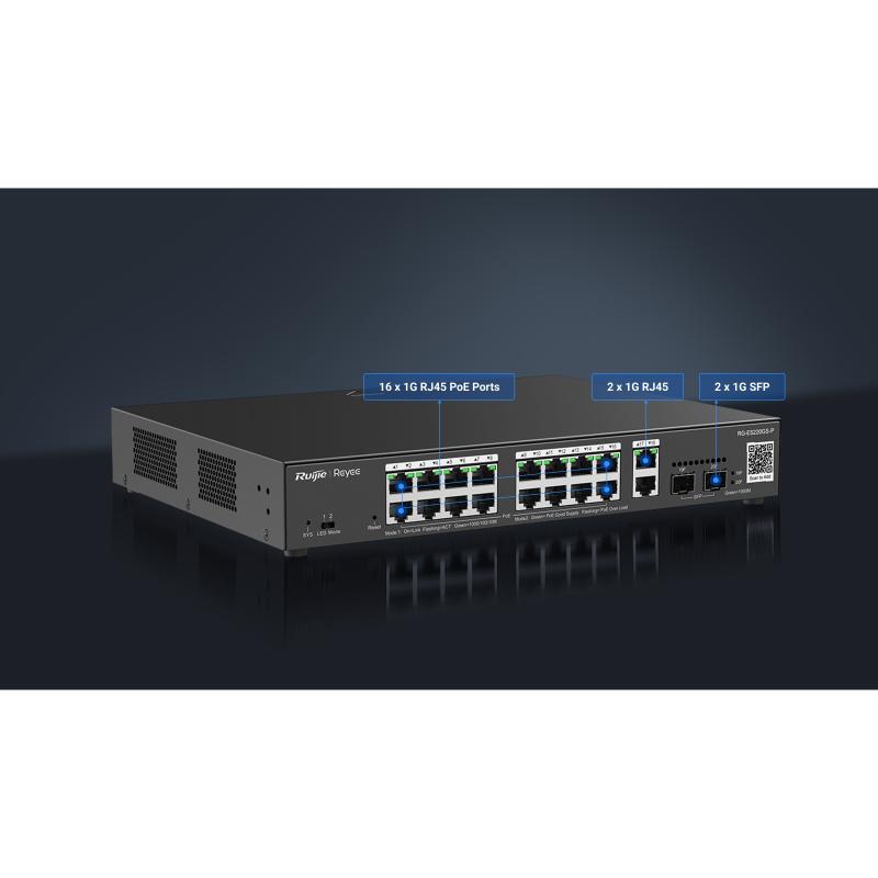 Ruıjıe%20Reyee%20Rg-es220gs-p%2016%20Port%2010/100/1000%2016%20Port%20Poe%202%20Port%20Uplınk%20%202%20Sfp%20250w%20Cloud%20Yönetilebilir%20Rack%20Mount%20Swıtc
