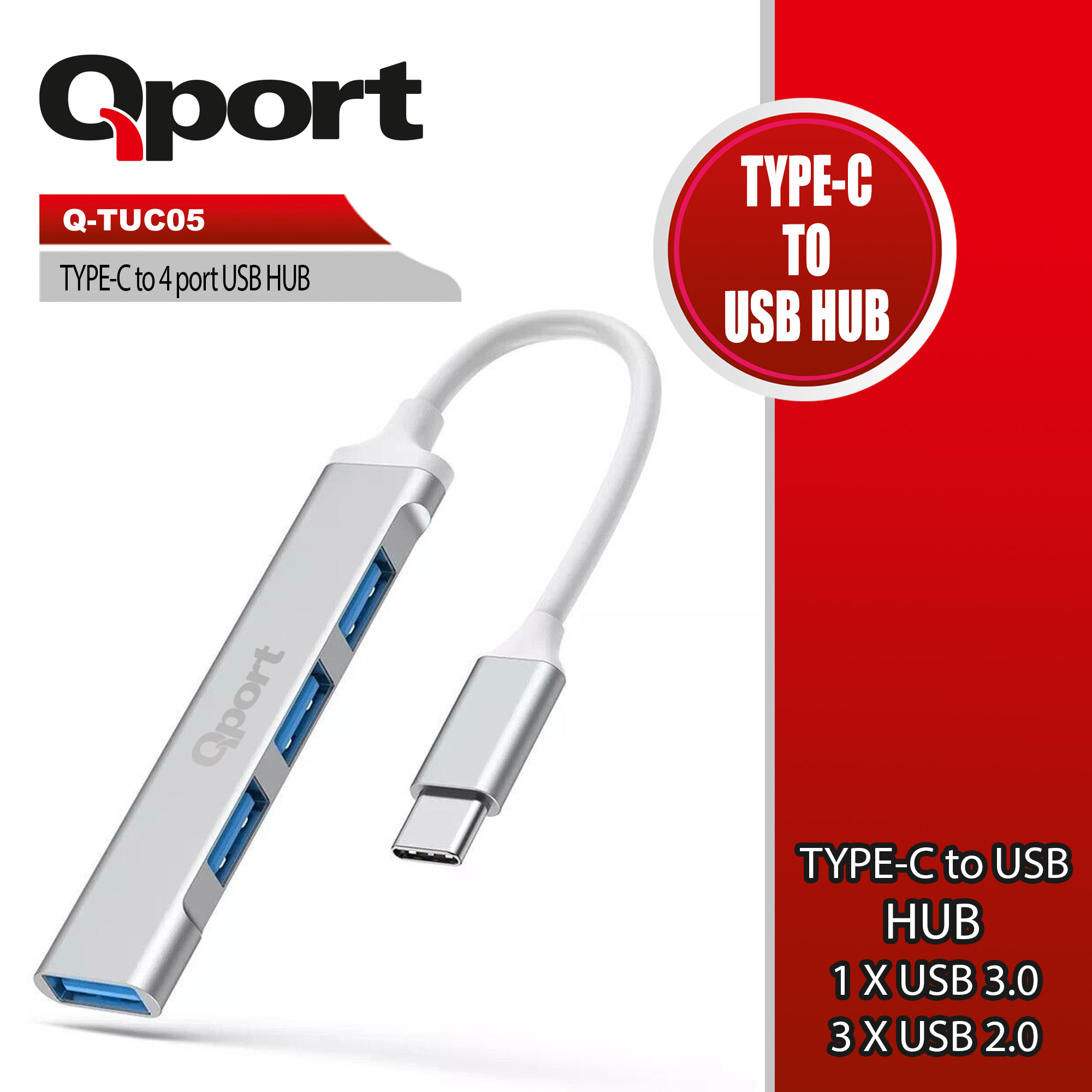 Qport%20Q-tuc05%204%20Port%20Type-c%20To%20Usb3.0%20Metal%20Usb%20Çoklayıcı