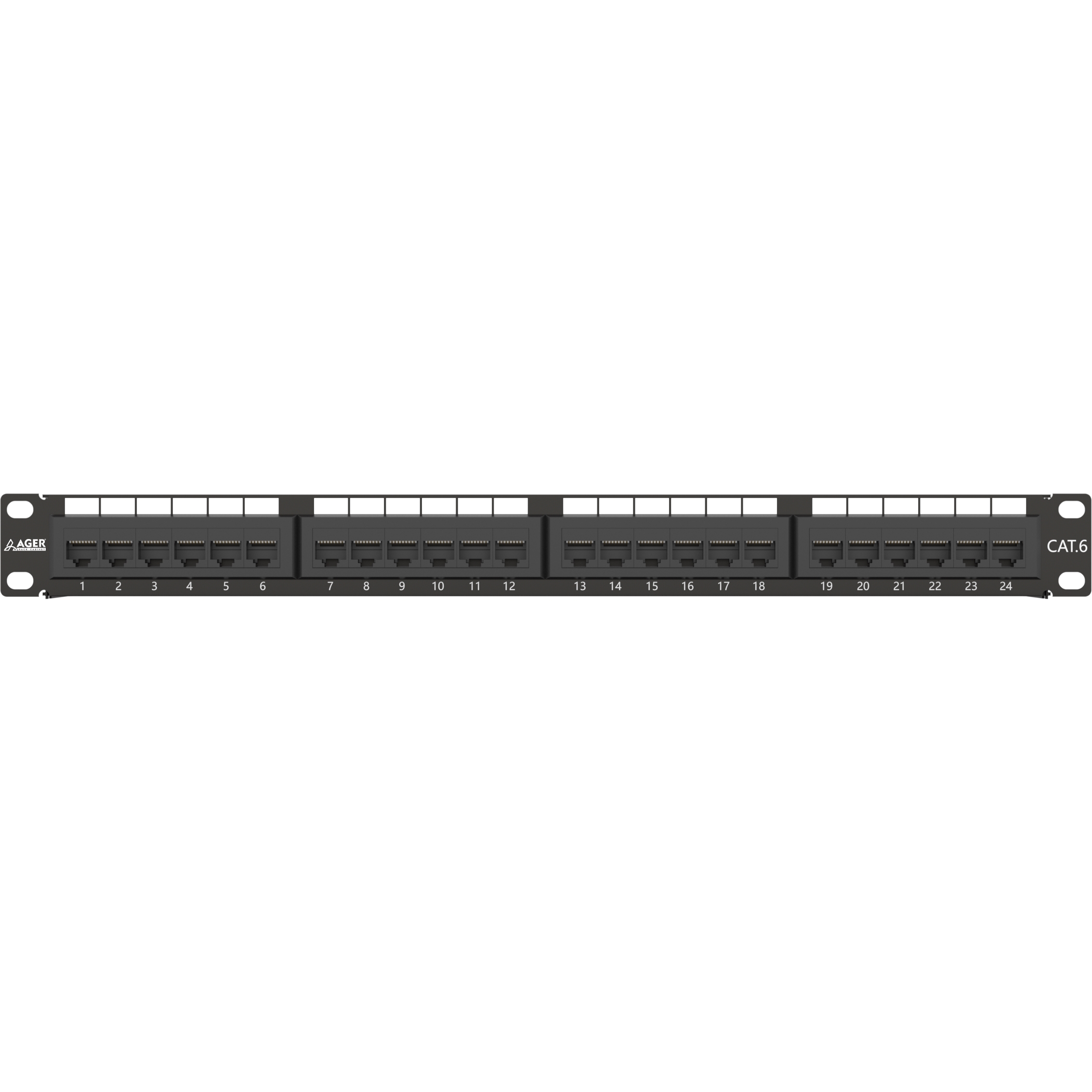 Ager%20Ac-611-24e%208p8c,lsa,altın%20Kontak%2024%20Port%20Cat6%20Dolu%201u%20Zırhsız%20Patch%20Panel
