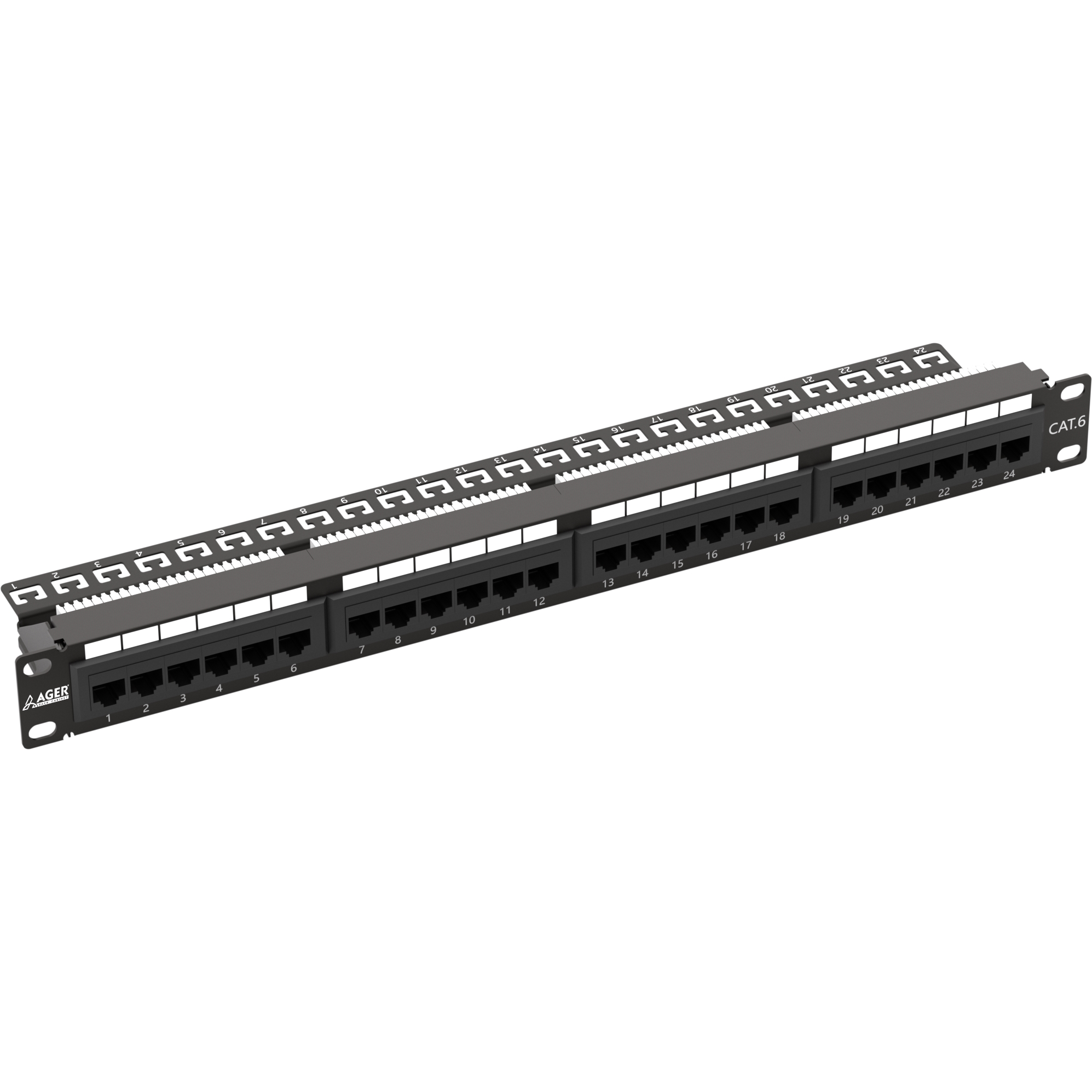 Ager%20Ac-611-24e%208p8c,lsa,altın%20Kontak%2024%20Port%20Cat6%20Dolu%201u%20Zırhsız%20Patch%20Panel