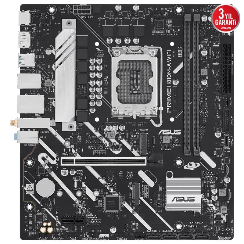 Asus%20Prıme%20H810m-a%20Wıfı%202x%20Ddr5%20Dp/hdmı%202x%20M.2%201x%202.5glan/wıfı/bt%20Usb3.2%201851p%20Anakart