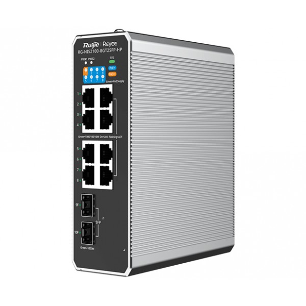 Ruıjıe%20Reyee%20Rg-nıs2100-8gt2sfp-hp%208%20Port%2010/100/1000%208%20Port%20Poe%202%20X%20Sfp%20240%20Watt%20Rujıe%20Cloud%20Yonetılebılır%20Endüstriyel