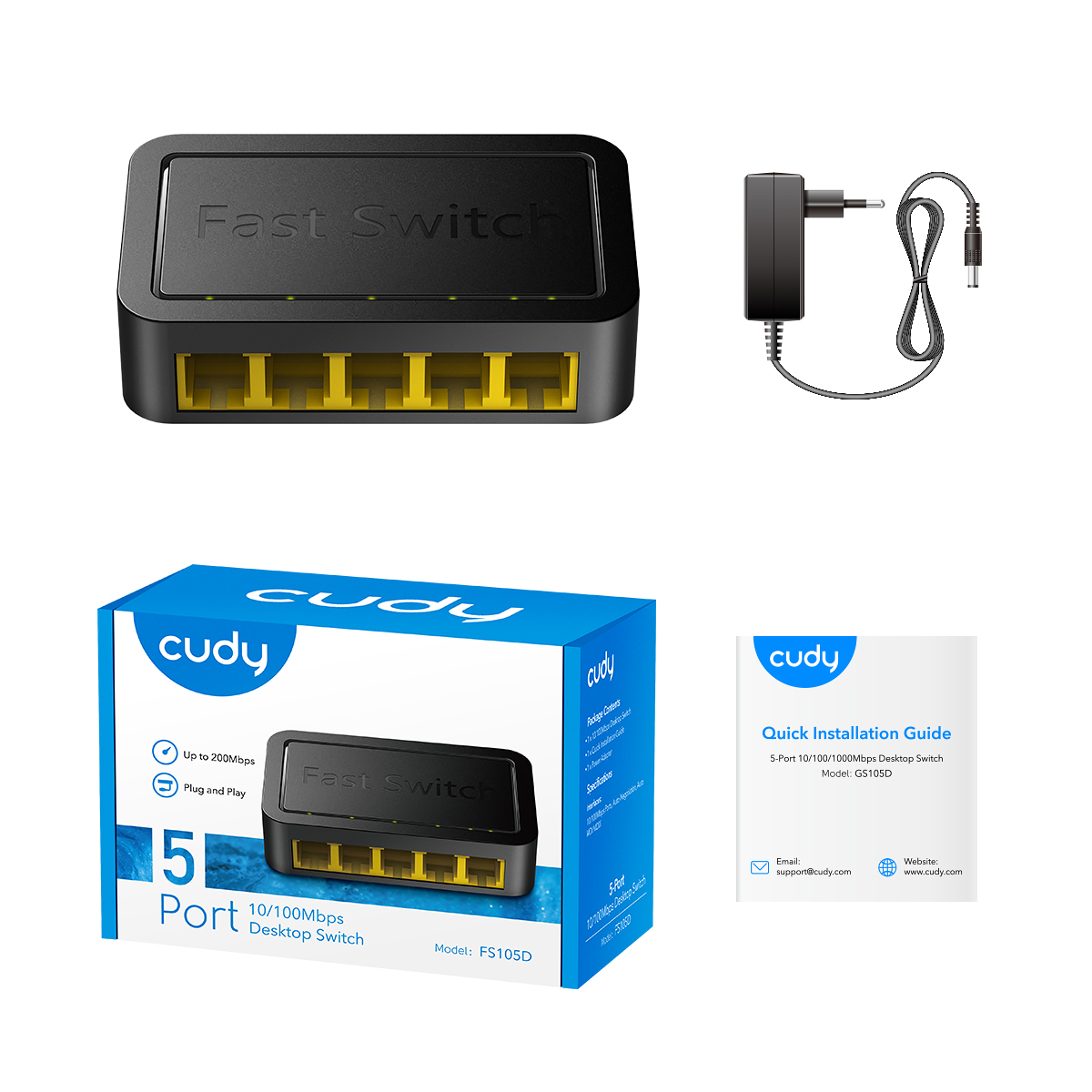 CUDY%20FS105D%205%20PORT%2010/100%20YONETILEMEZ%20DESKTOP%20SWITCH%20PLASTİK%20KASA