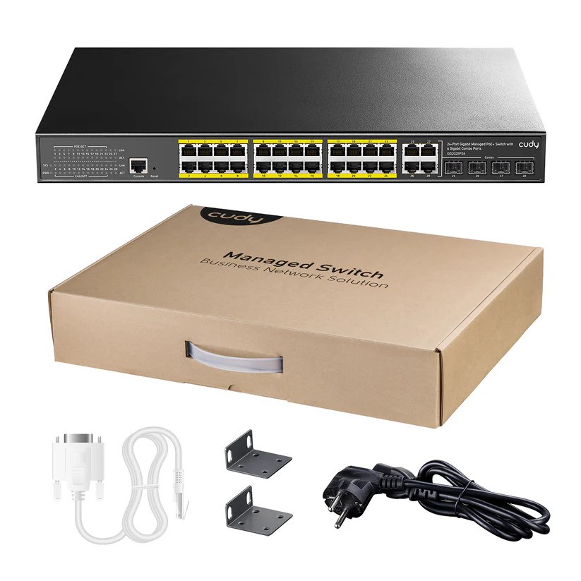 Cudy%20Gs2028ps4-300w%2024%20Port%2010/100/1000%2024%20Port%20Poe+%204%20Port%20Uplınk+4%20Port%20Sfp%20Yonetılebılır%20Rack%20Mount%20Swıtch