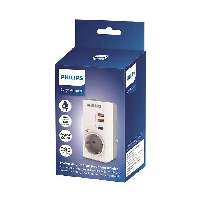 Phılıps%20Chp8010w/10%20380j%20Tekli%20/%201xusb-c/2xusb-a%20Akım%20Korumalı%20Priz