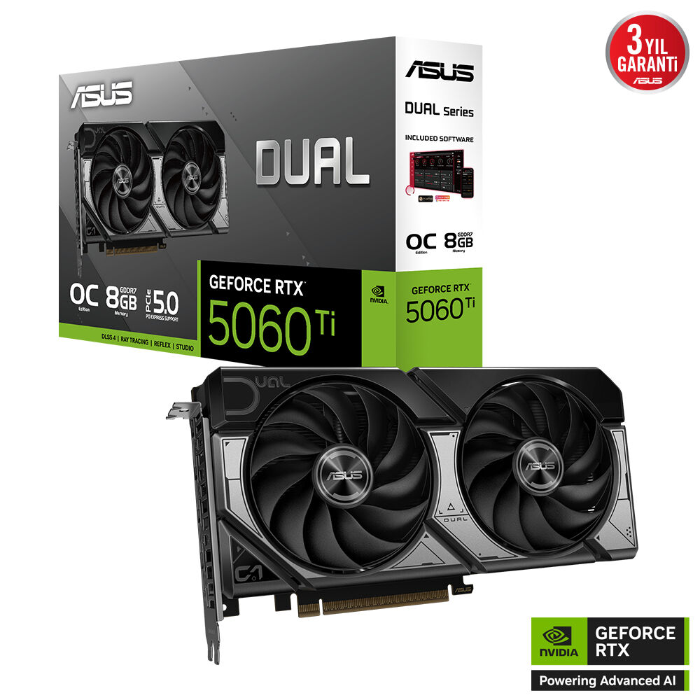 Asus%20Dual-rtx5060tı-o8g%20Rtx5060tı%208gb%20Ddr7%20128bit%203xdp/1xhdmı