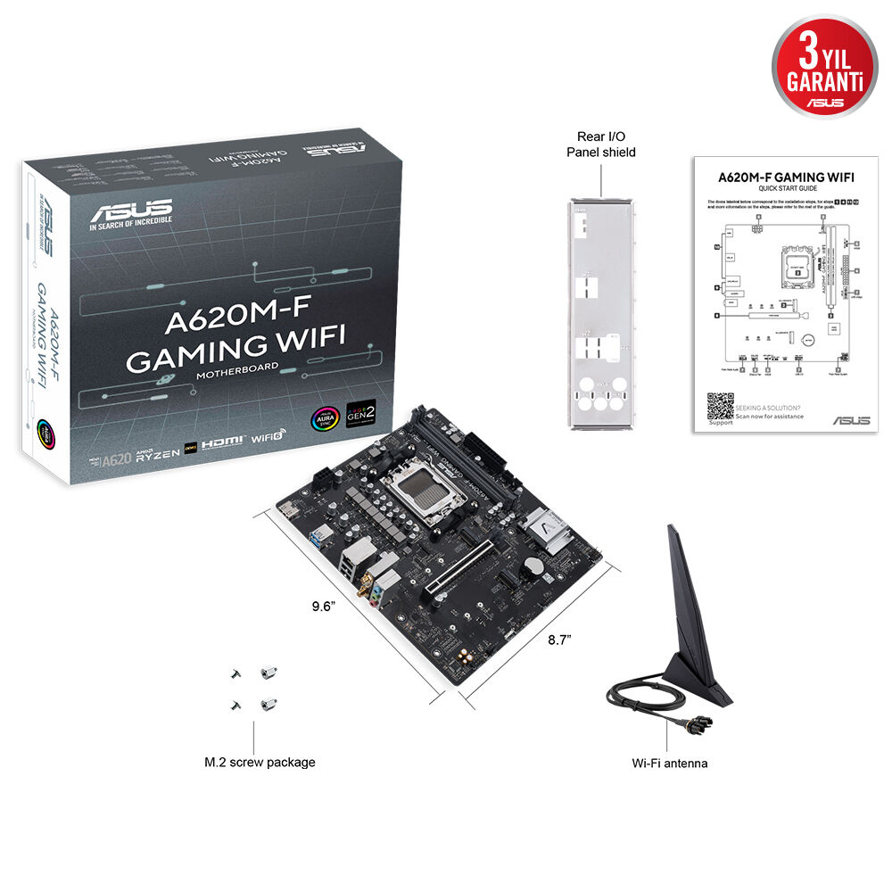 Asus%20Prıme%20A620m-f%20Gamıng%20Wıfı%202xddr5%20Hdmı%201xm2%20Am5%20Anakart