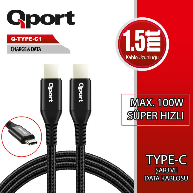 Qport%20Q-type-c1%201.5m%20Type-c%20100w%20Şarj%20Ve%20Data%20Kablosu