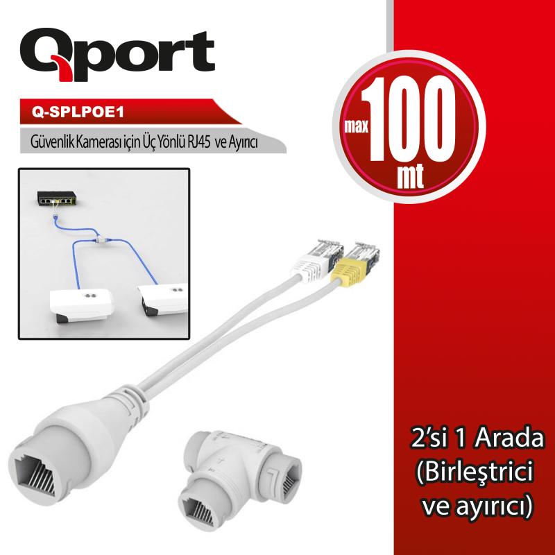 Qport%20Q-splpoe1%202ın1%20Ag%20Konnektoru%20+%203%20Yollu%20Poe%20Splıtter