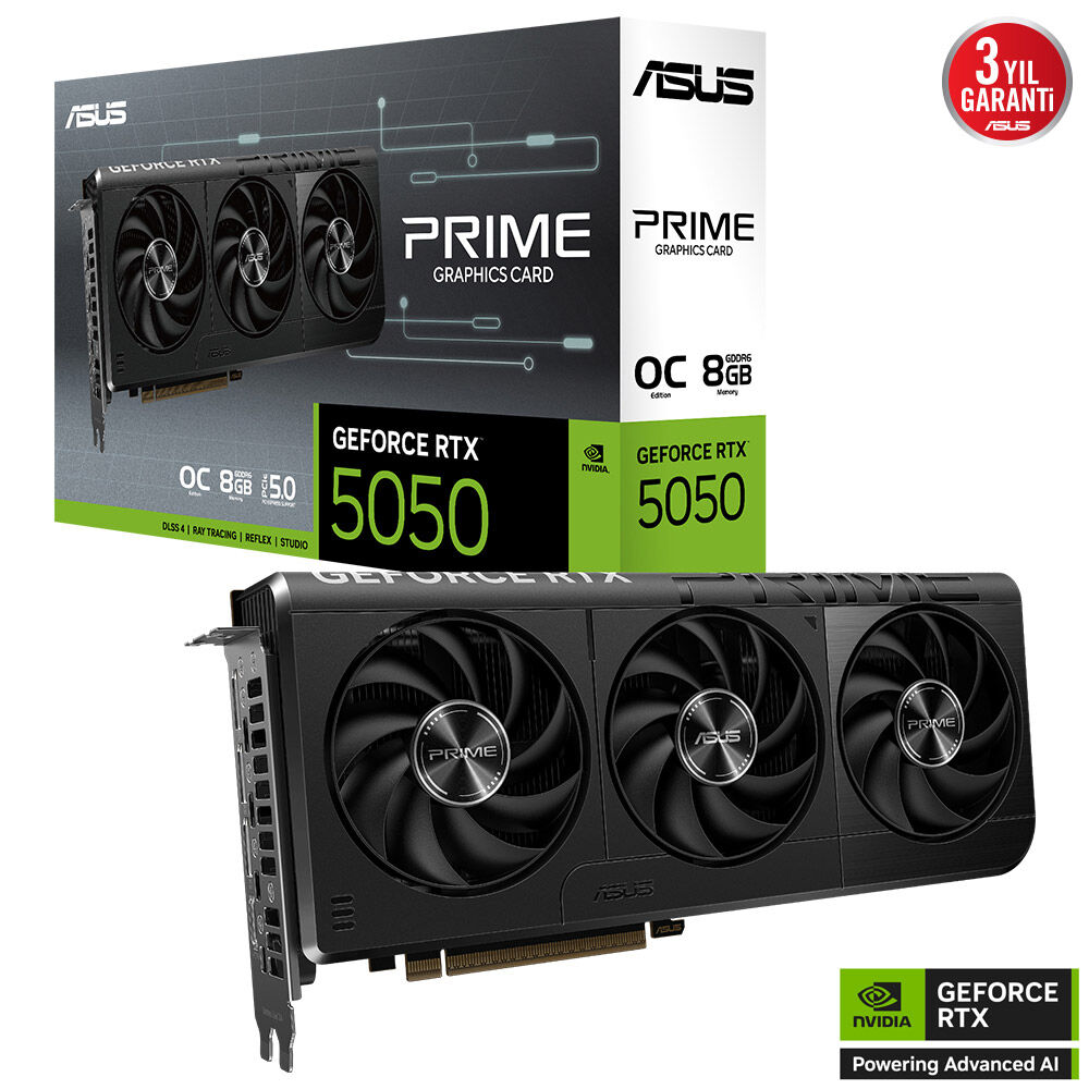 Asus%20Prıme-rtx5050-o8g%20Rtx5050%208gb%20Gddr6-128bit-2707mhz-oc-hdmı-3xdp-dlss4%20Ekran%20Kartı