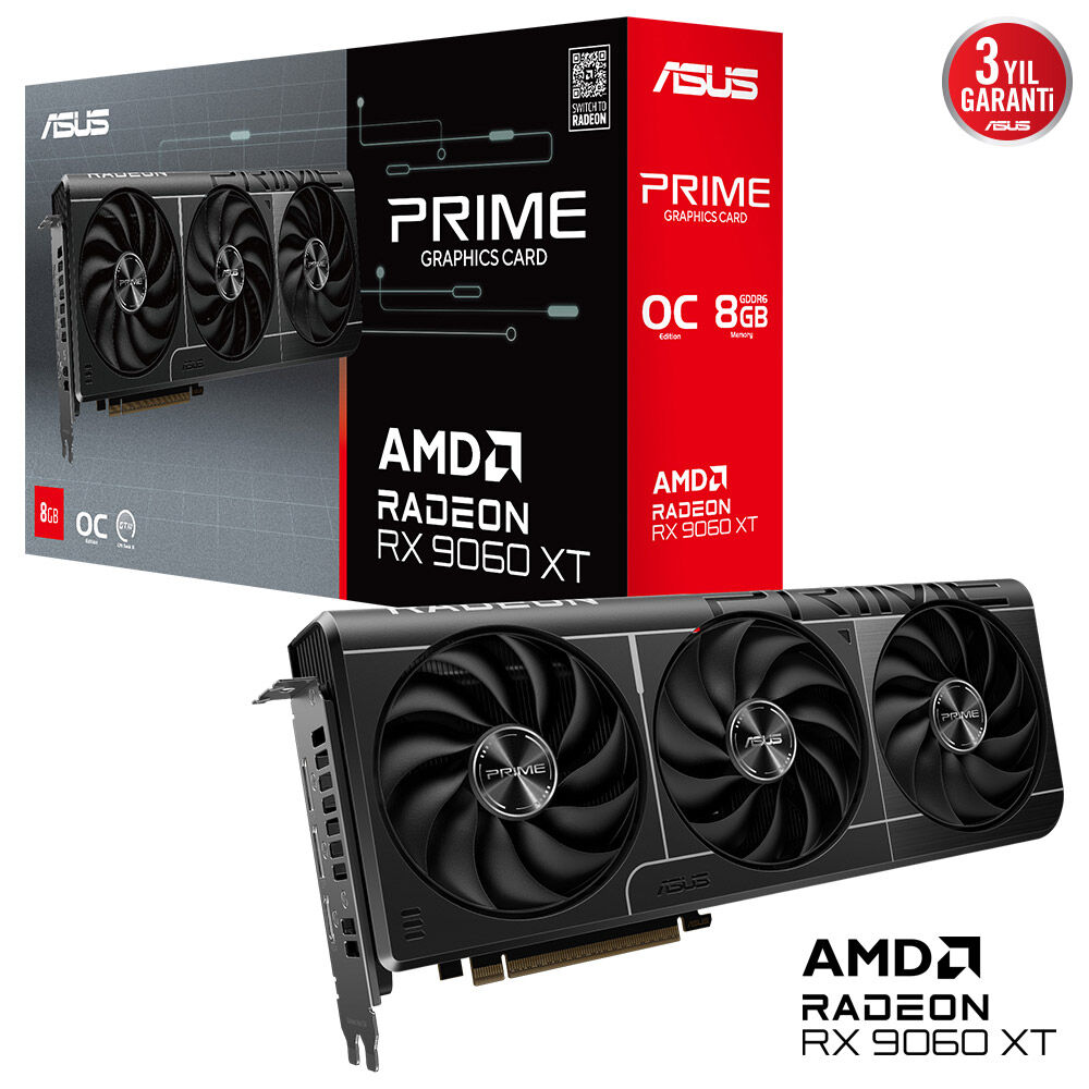 Asus%20Prıme-rx9060xt-o8g%20Amd%20Radeon%20Rx9060xt%208gb%20Gddr6%20128bit%201xhdmı%202xdp%20Ekran%20Kartı