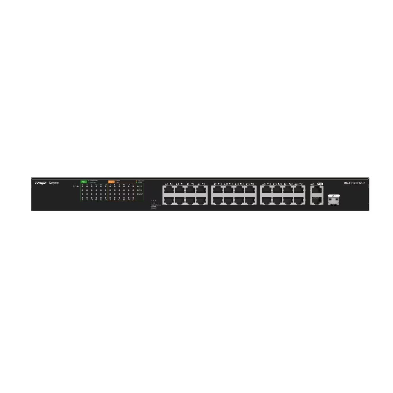 Ruıjıe%20Reyee%20Rg-es126fgs-p%2024%20Port%2010/100%2024%20Port%20Poe%202%20Port%20Uplınk%20+%201%20Sfp%20370%20Watt%20Yonetılemez%20Rack%20Mount%20Swıtch