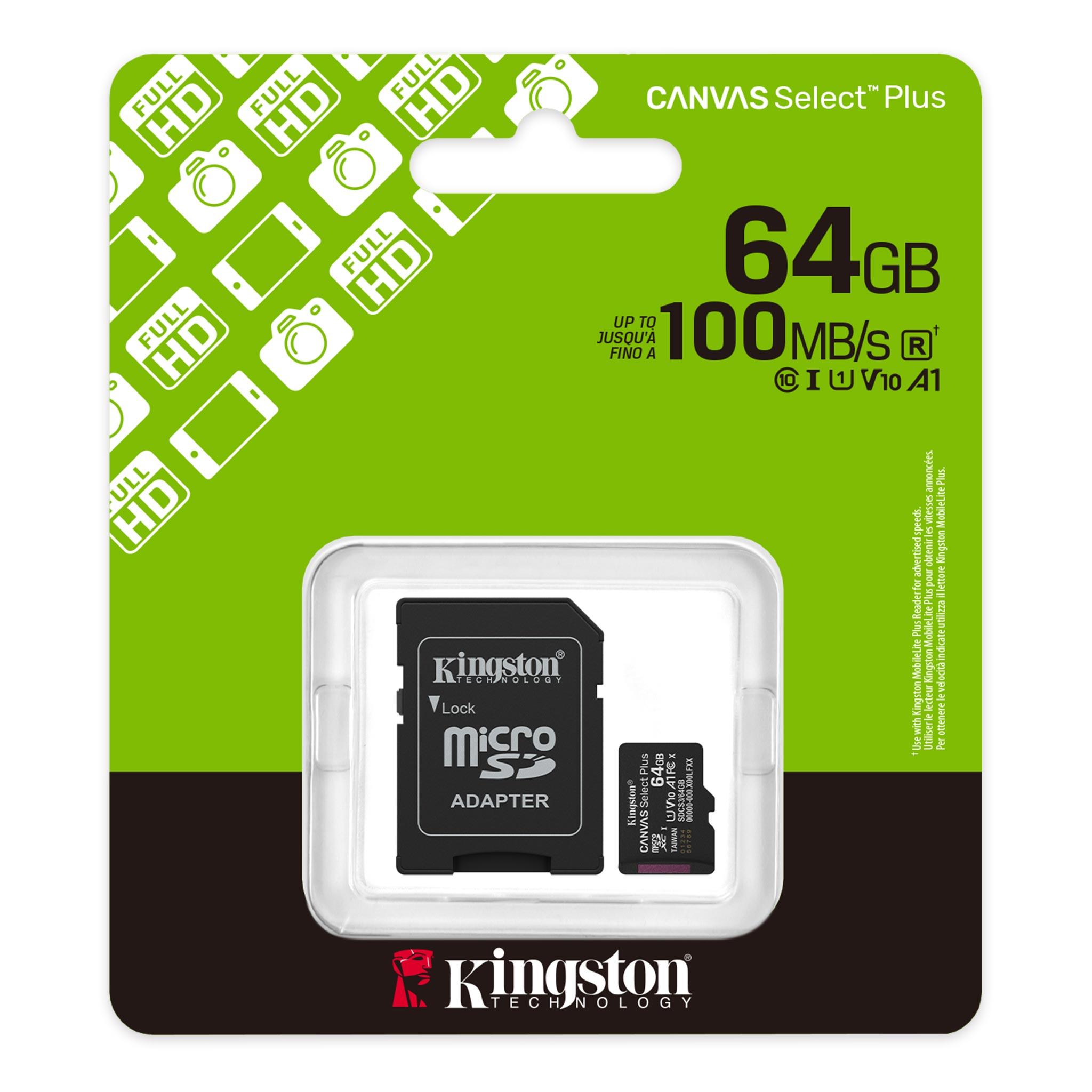Kıngston%20Canvas%20Select%20Plus%2064gb%20Mıcro%20Sdhc%20Class10%20100mb/s%20Hafıza%20Kartı%20Sdcs3/64gb