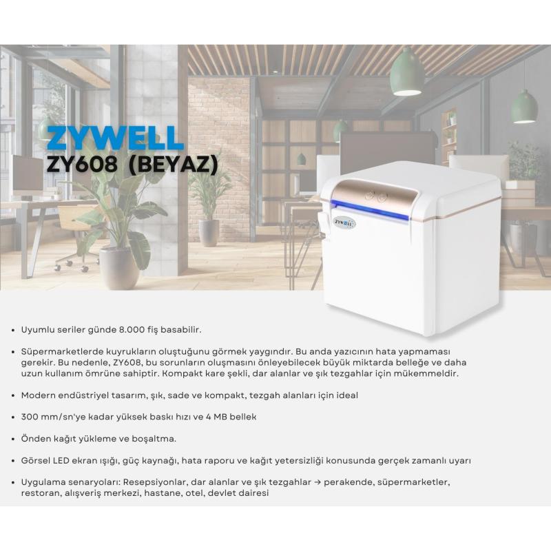 Zywell%20Zy608%20Thermal%20/%20Otomatik%20Kesicili%20Usb+seri+ethernet%20Slip%20/%20Fiş%20Yazıcı%20300mm/s%20/%2080mm%20Beyaz