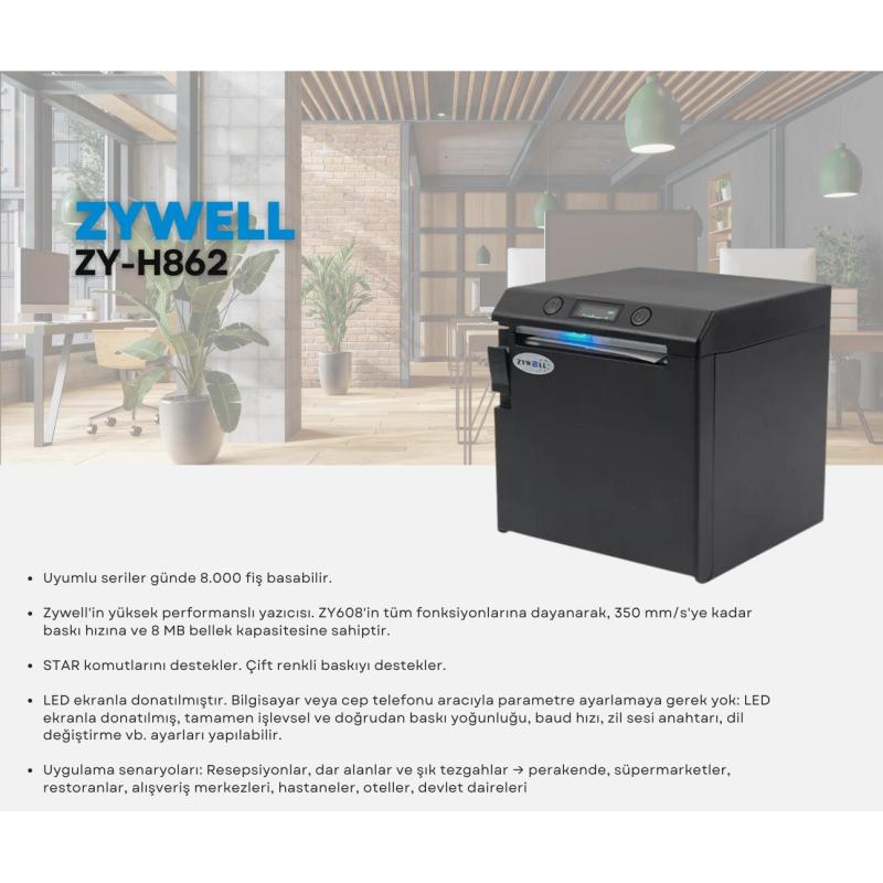 Zywell%20Zy-h862%20Thermal%20/%20Otomatik%20Kesicili%20Usb+seri+eth+wıfı%20Slip%20/%20Fiş%20Yazıcı%20350mm/s%20/%2080mm%20Siyah