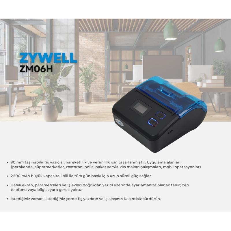Zywell%20Zm06h%20Thermal%20Usb+bt%20Mobil%20Fiş%20Yazıcı%2080mm/s%20/%2080mm