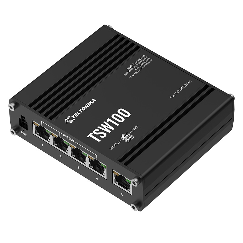 Teltonika%20Tsw100%204%20Port%2010/100/1000%204%20Port%20Poe%201%20Port%20Uplınk%20120w%20Yonetılemez%20Endüstriyel%20Swıtch