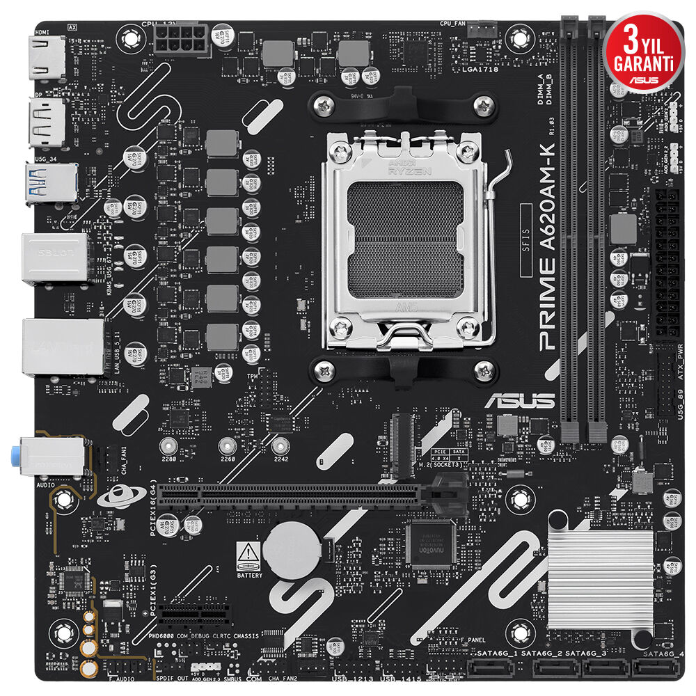 Asus%20Prıme%20A620am-k%202xddr5%20Vga+hdmı%201xm2%20Am5%20Anakart