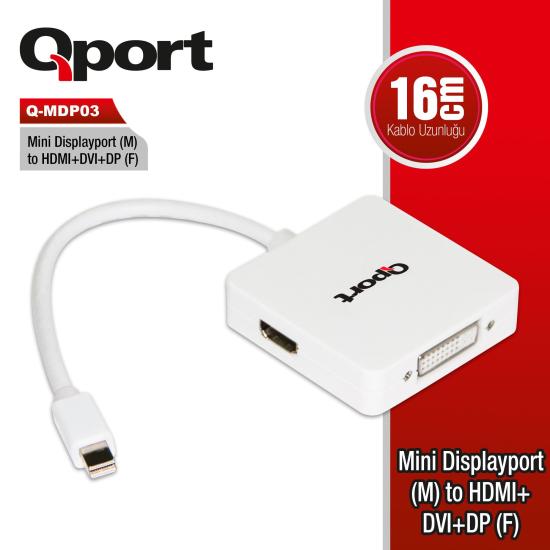 QPORT Q-MDP03 MINI DISPLAY TO HDMI/DVI/DP ÇEVİRİCİ