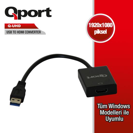 QPORT Q-UHD USB3.0 TO HDMI ÇEVİRİCİ KABLO