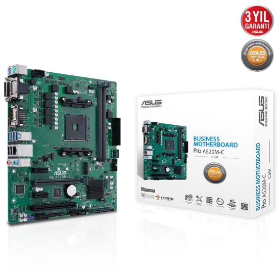 ASUS PRO A520M-C/CSM 2xDDR4 HDMI/DVI/VGA/COM 1xM2 AM4 ANAKART