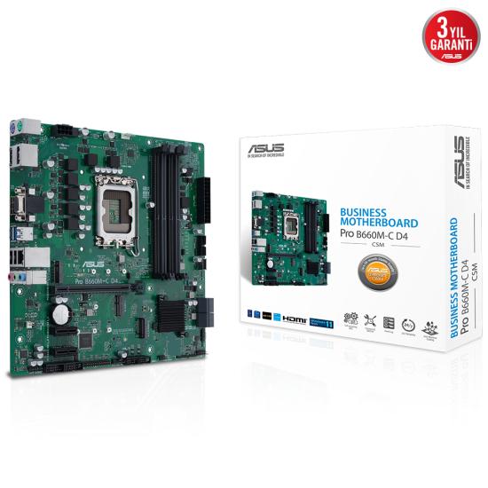 ASUS PRO B660M-C D4-CSM B660 4xDDR4 VGA/HDMI/DP 2xM.2 1xGLAN 1700P ANAKART