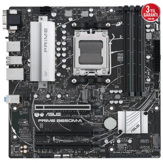 ASUS PRIME B650M-A AMD B650 AM5 DDR5 DP/HDMI/VGA 2xM2 USB3.2 AURA RGB 2.5GBİT LAN MATX 128GB RAM DESTEĞİ